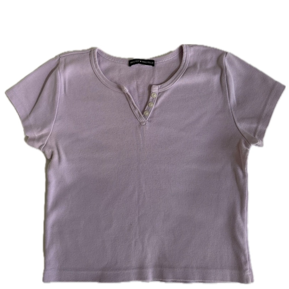Brandy Melville Lilac Cropped Button Baby Tee